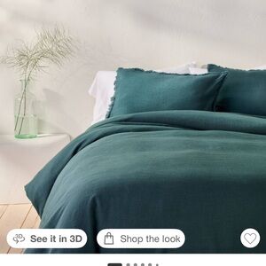 Casaluna Heavyweight Linen Blend Duvet Cover Set - Dark Teal
